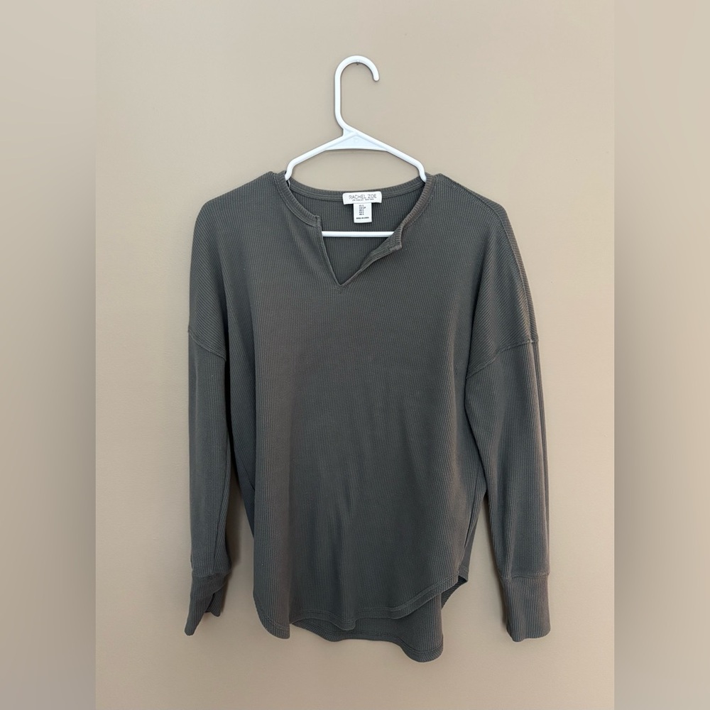 Rachel Zoe Olive Green Long Sleeve Thermal Top